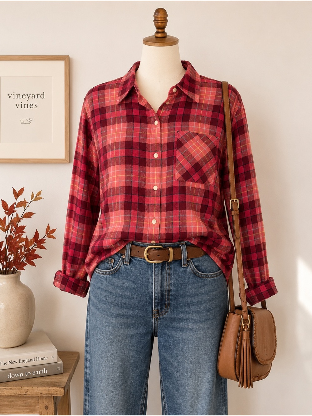 Vineyard Vines Women’s Plaid Button Down Shirt Size M Wool Blend Preppy